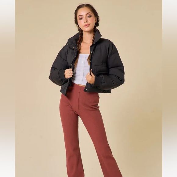 Blue Blush Puffer Crop Jacket - Picture 4 of 17